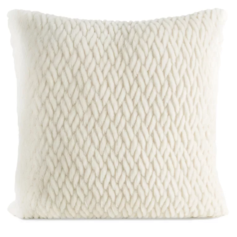 Poszewka na poduszkę 45x45 cm jedwabista w dotyku kremowa z plecionym wzorem KAYLA
