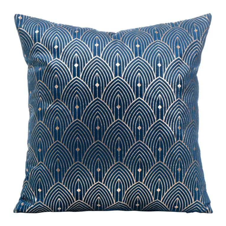 Poszewka na poduszkę 40x40 cm granatowa ze złotym nadrukiem w stylu art deco AGNES DESIGN 91