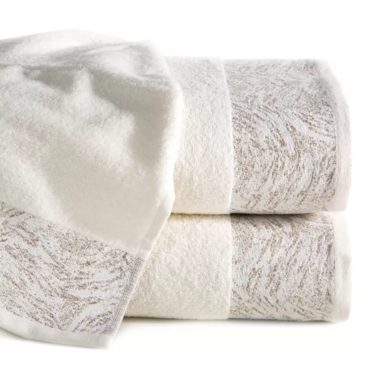 Ręcznik kąpielowy 50x90 cm bawełniany kolor kremowy z żakardową bordiurą 500 g/m2 RUBI