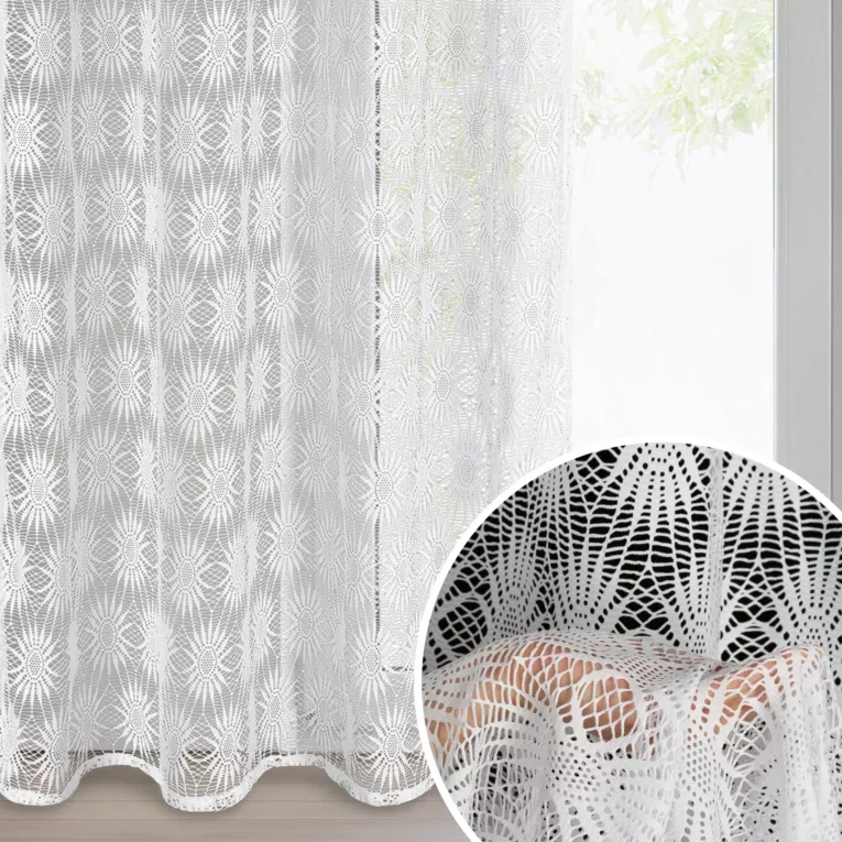 Firana biała w stylu boho 140x250 cm przelotka ROZI