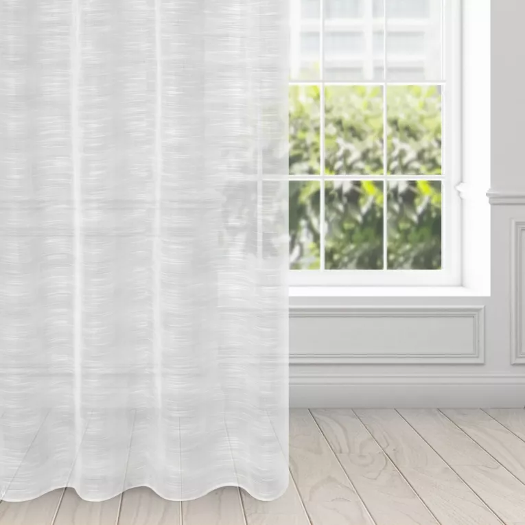 Firana biała z efektem deszczyku półprzezroczysta 140x250 cm przelotka ASTERA