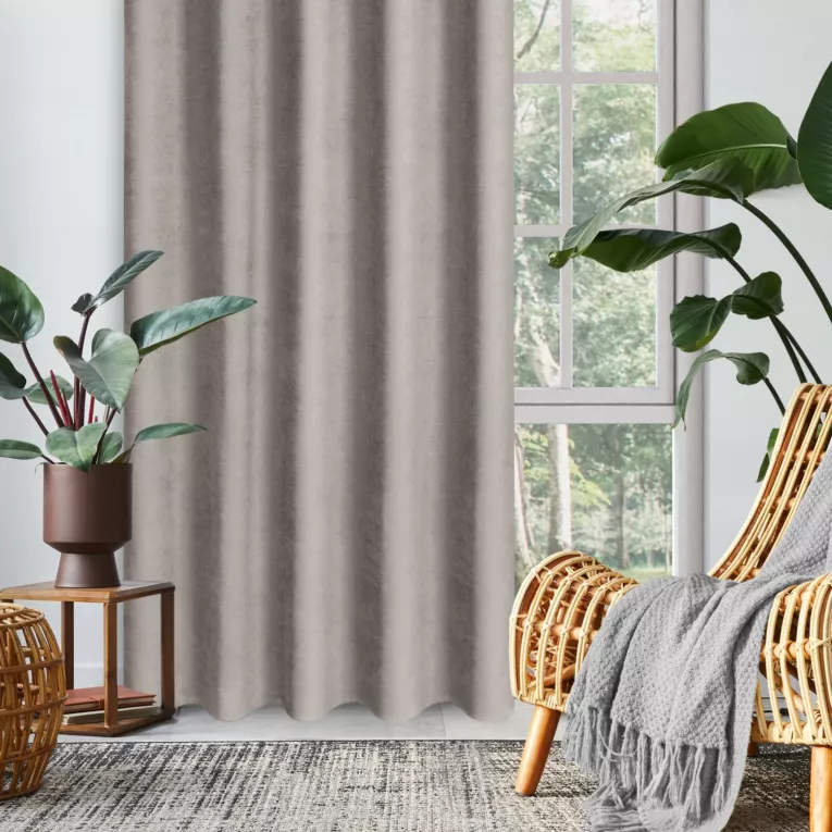 Zasłona brązowa z tkaniny welurowej 100x240 cm szerokość po zmarszczeniu fala 1:2 Dora