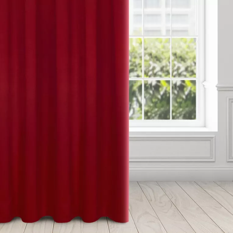 Zasłona czerwona z gładkiej matowej tkaniny zaciemniającej 135x270 cm taśma - BLACKOUT