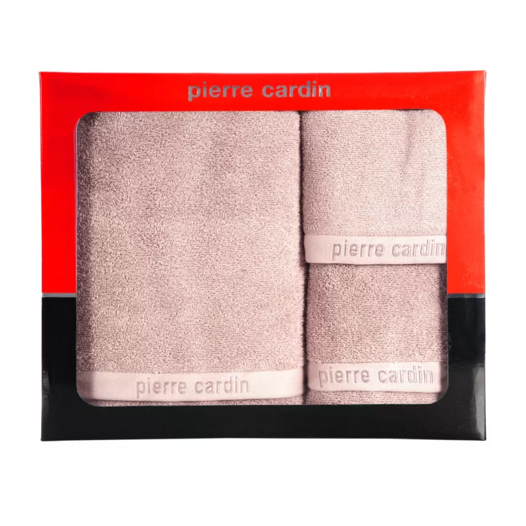 Zestaw ręczników bawełnianych na prezent 3 szt kolor pudrowy róż 430 g/m2 EVI Pierre Cardin