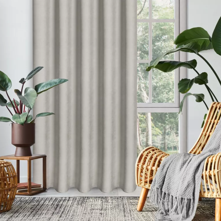 Zasłona ciemnobeżowa z tkaniny welurowej 180x240 cm tunel Dora