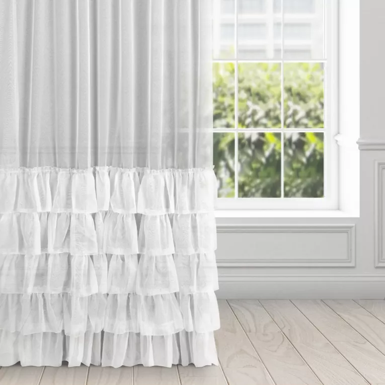 Firana biała z markizety z pięcioma falbanami 400x250 cm taśma CHARLOTTE 2