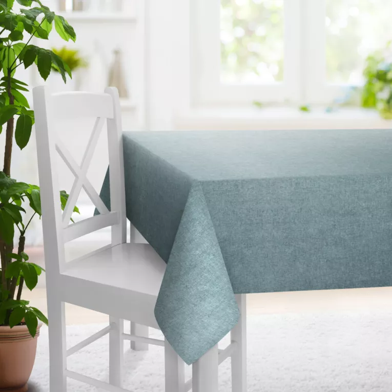 Obrus szyty BRIANNA turkusowy miękka szenilowa o wyraźnym splocie i lekkim połysku