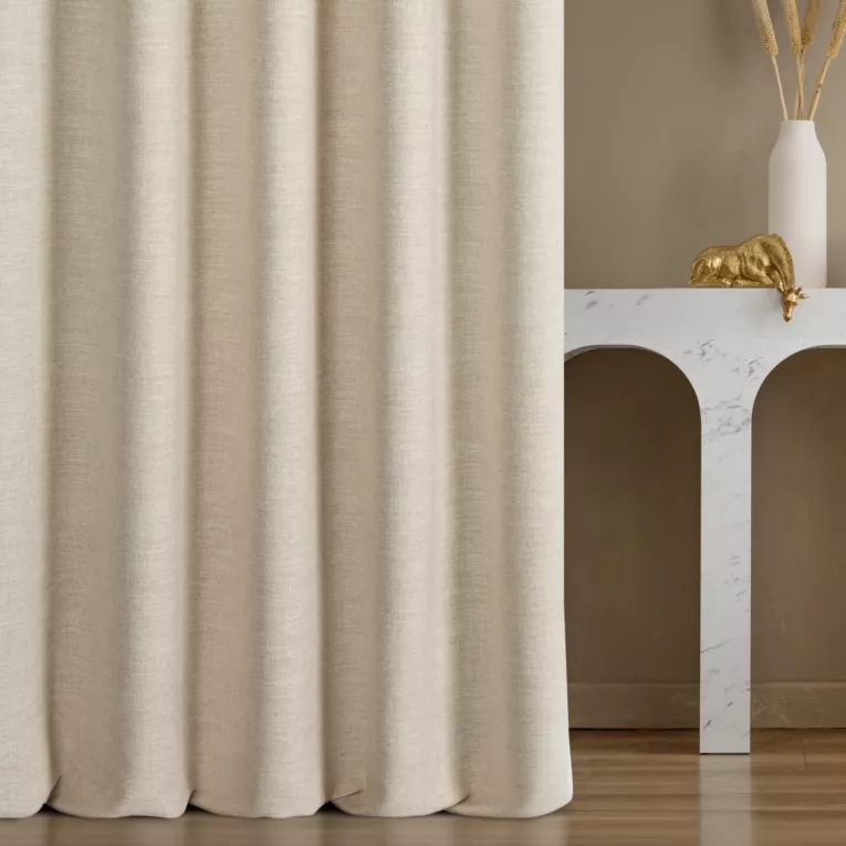 Zasłona szyta na taśmie 8 cm naturalna tkanina o naturalnym charakterze z efektem melanżu