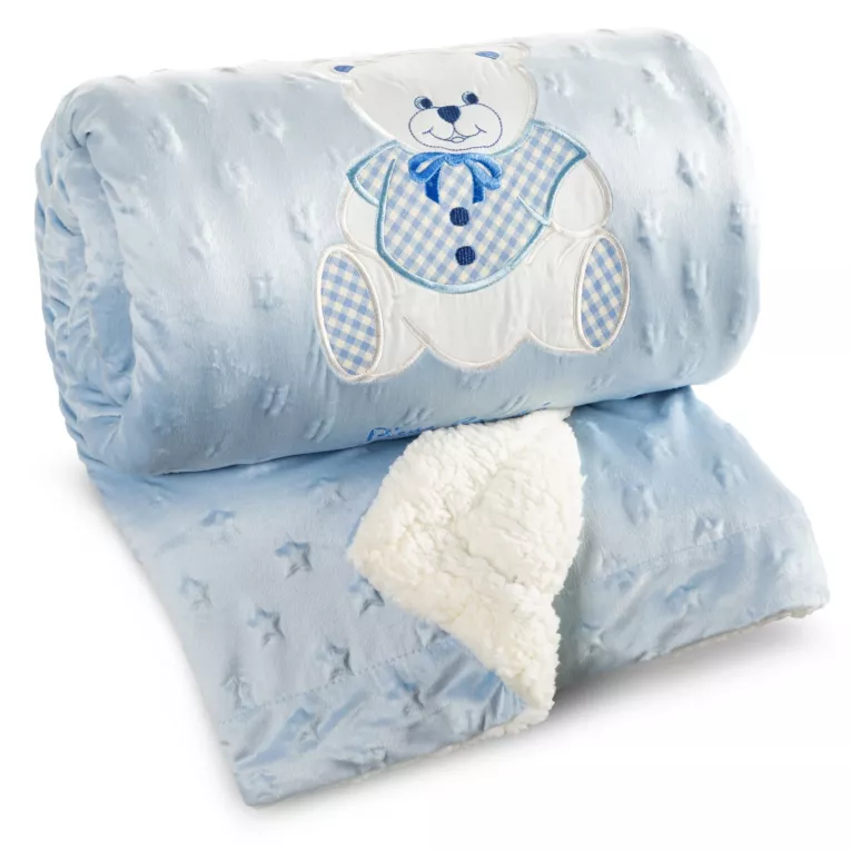 Koc dziecięcy 110x140 cm niebieski z dodatkiem przyjemnej tkaniny barankowej BABY 4 Pierre Cardin