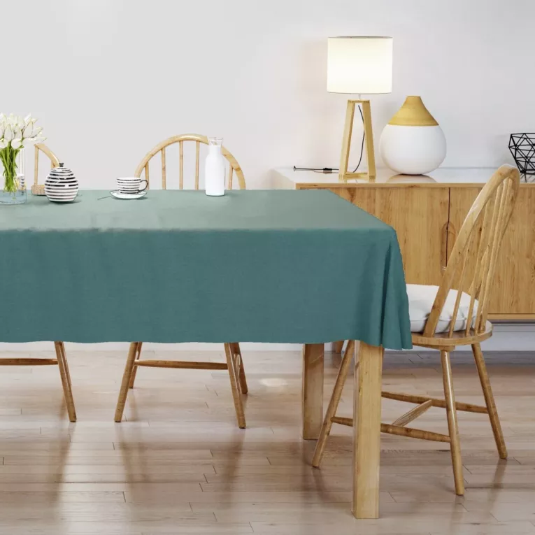 Obrus szyty DORA - HIT ciemnoturkusowy z miękkiej tkaniny o welurowej strukturze