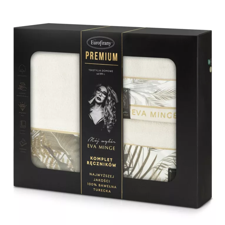 Zestaw ręczników bawełnianych na prezent 3 szt kolor kremowy, beżowy 500 g/m2 Eva Minge 17