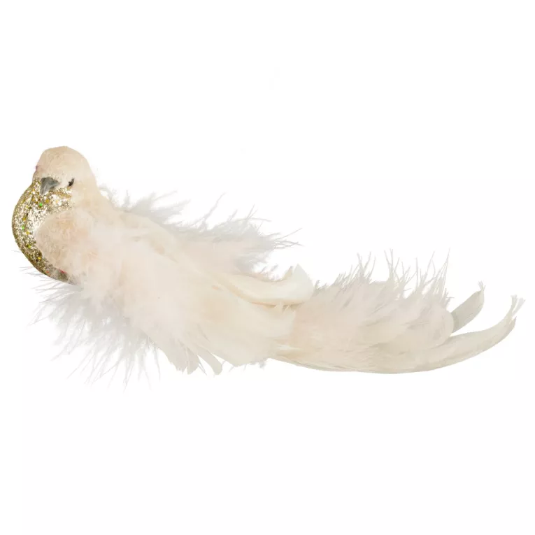 Ozdoba choinkowa PTAK z lśniącego miękkiego materiału, na klipsie