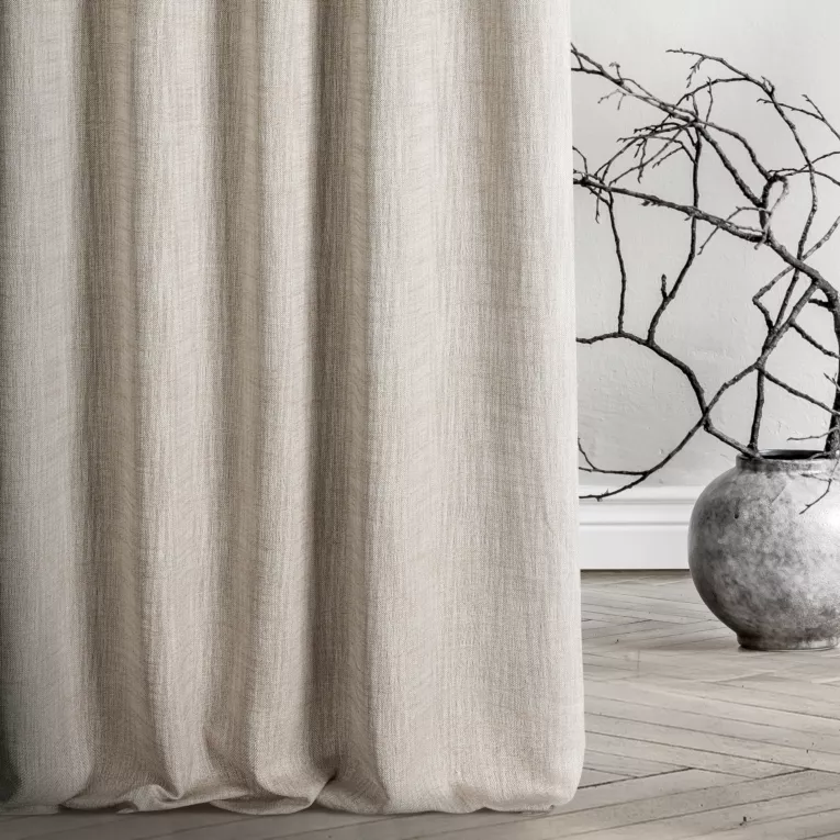 Zasłona szyta na taśmie 5 cm FELICITY beżowa o naturalnym splocie w melanżowych odcieniach
