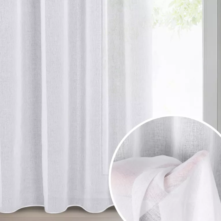 Firana biała z gładkiej matowej etaminy 140x270 cm taśma ELPIDIA