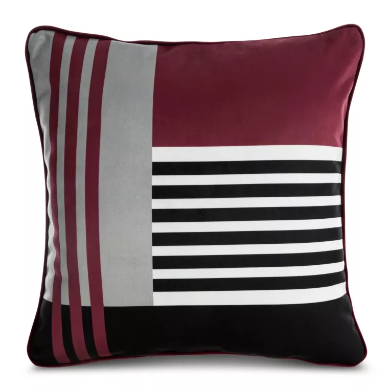 Poszewka na poduszkę 45x45 cm welwetowa, różowo czarna z designerskim nadrukiem zwierzęcym i ozdobną wypustką EVA 9 Eva Minge