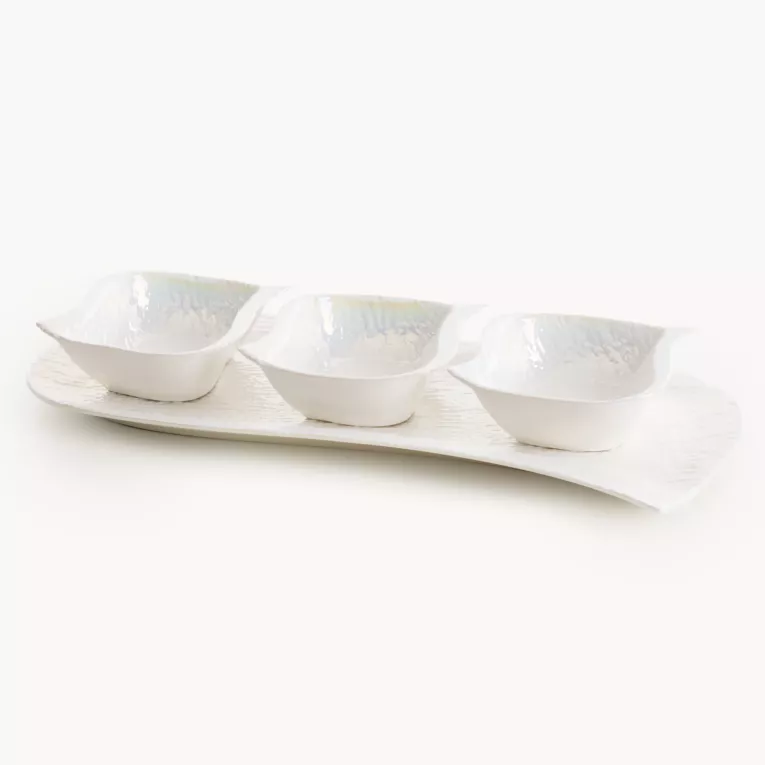 Komplet paterki z trzema miseczkami z wypukłym wzorem NINA