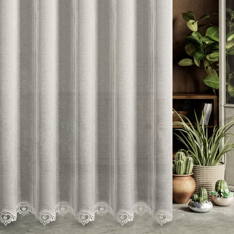 Tkanina firanowa zazdrostka z etaminy zdobiona gipiurą