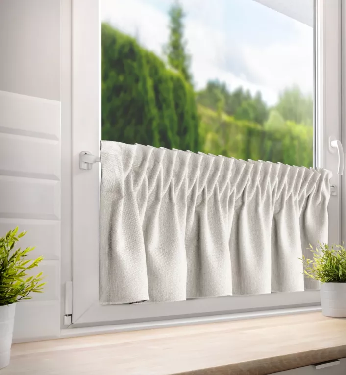 Zazdrostka naturalna z tkaniny o płóciennym splocie 140x30 cm taśma LENA