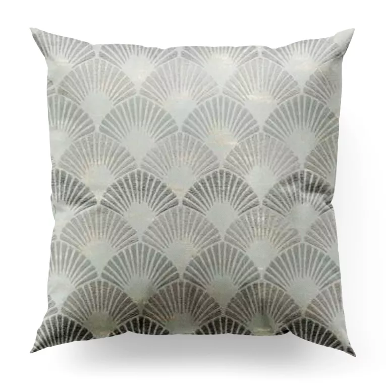 Poszewka szyta MIKKA srebrna z ekskluzywnej tkaniny z modnym wzorem wachlarzowym