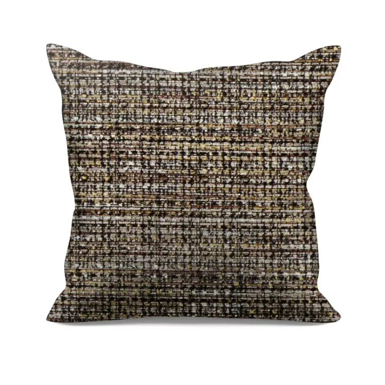 Poszewka szyta czarno srebrna z tkaniny o grubym, naturalnym splocie z połyskiem