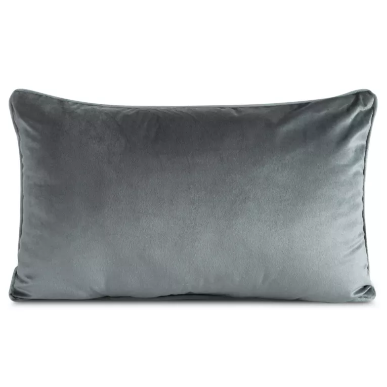 Poduszka 30 x 50 cm welwetowa grafitowa z kontrastującą lamówką GAJA 3