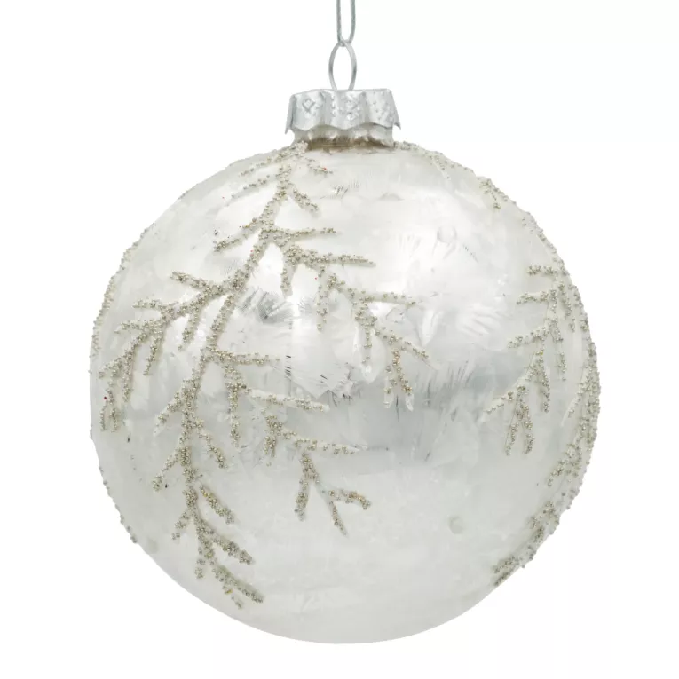 Szklana bombka choinkowa ręcznie zdobiona z efektem zmrożenia
