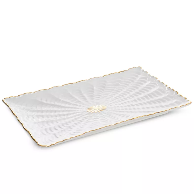 Patera dekoracyjna GAIA z wypukłym wzorem i złotymi akcentami