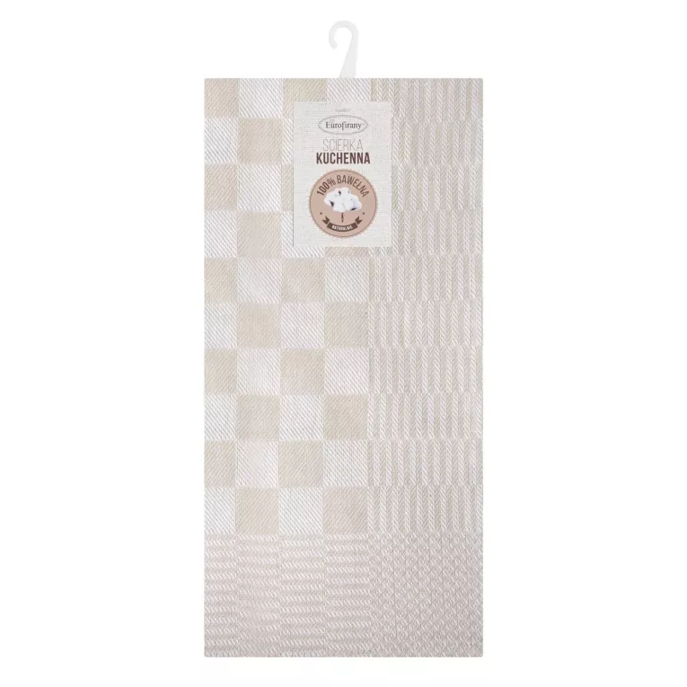 Komplet ściereczek kuchennych 2szt 50x70 cm bawełniany kolor beżowy zdobionych motywem szachownicy 200 g/m2 MAURO