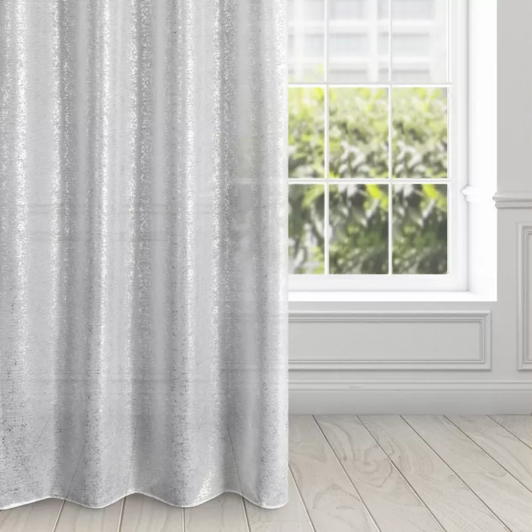 DESIGN 91 Zasłona z lekkiej tkaniny z nakrapianym srebrnym nadrukiem