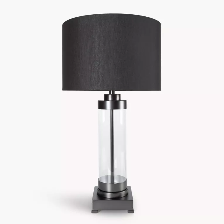 Lampa stołowa do pokoju czarna CLARA o prostej szklanej podstawie
