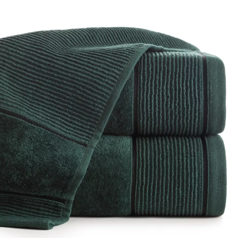 Ręcznik do rąk 30x50 cm bawełniany kolor ciemnozielony z welurową bordiurą 500 g/m2 EMMA