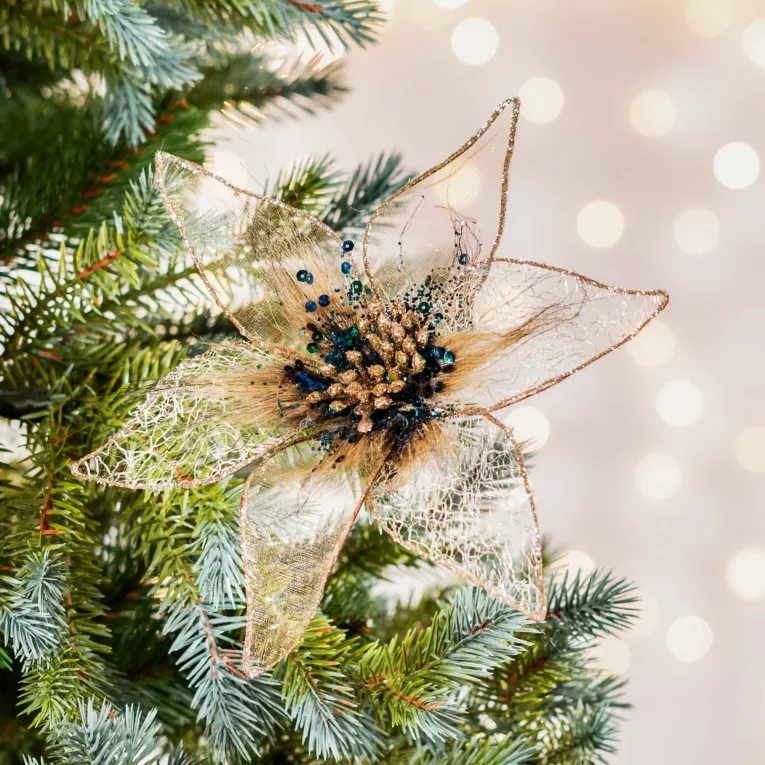 Świąteczny kwiat dekoracyjny z dodatkiem futerka