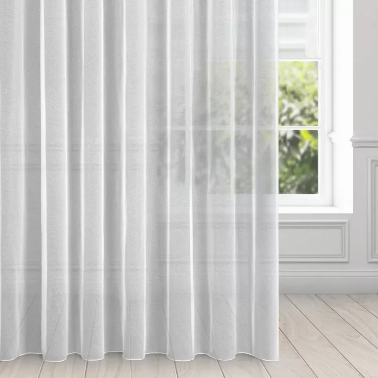 Firana biała z gładkiej tkaniny o strukturze drobnej siateczki 350x250 cm przelotka TAMINA
