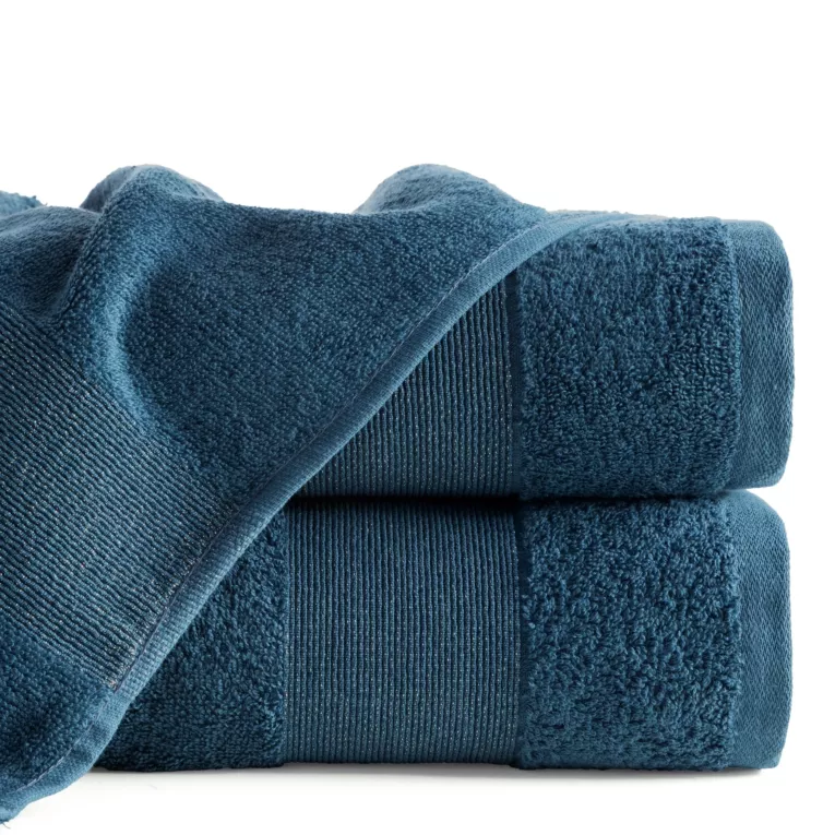 Ręcznik do rąk 30x50 cm bawełniany kolor ciemnoturkusowy z ozdobną błyszczącą bordiurą 500 g/m2 ZOJA