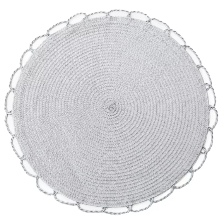 Podkładka okrągła na stół srebrna średnica 38 cm TINA pleciona