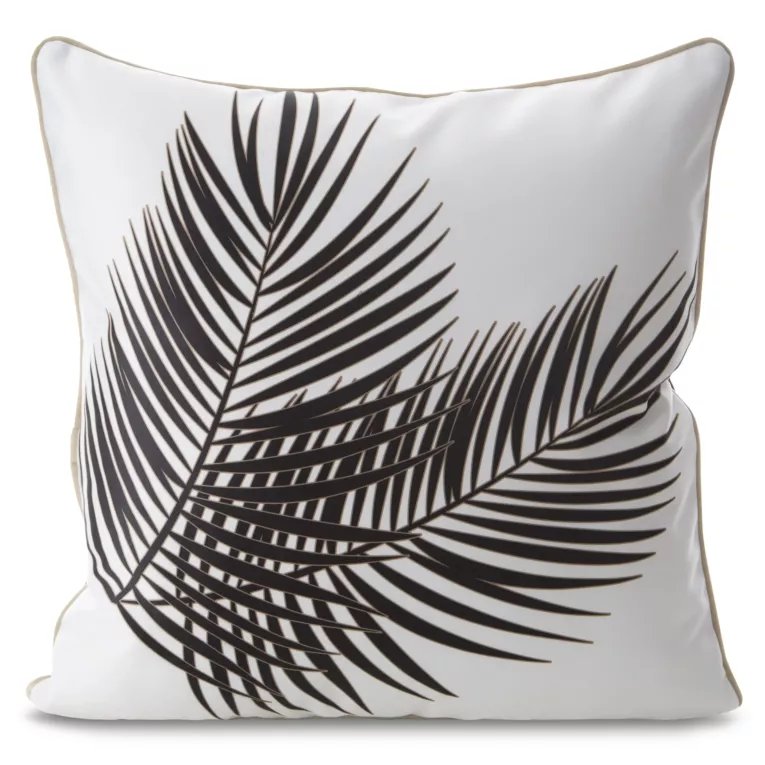 Poszewka na poduszkę 60x60 cm welwetowa, biało czarna z designerskim nadrukiem i wypustką na brzegach Eva Minge