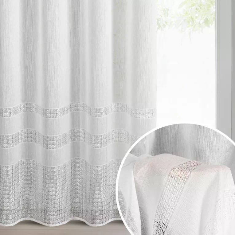 Firana biała z matowej siatki 140x250 cm przelotka - ELIRA