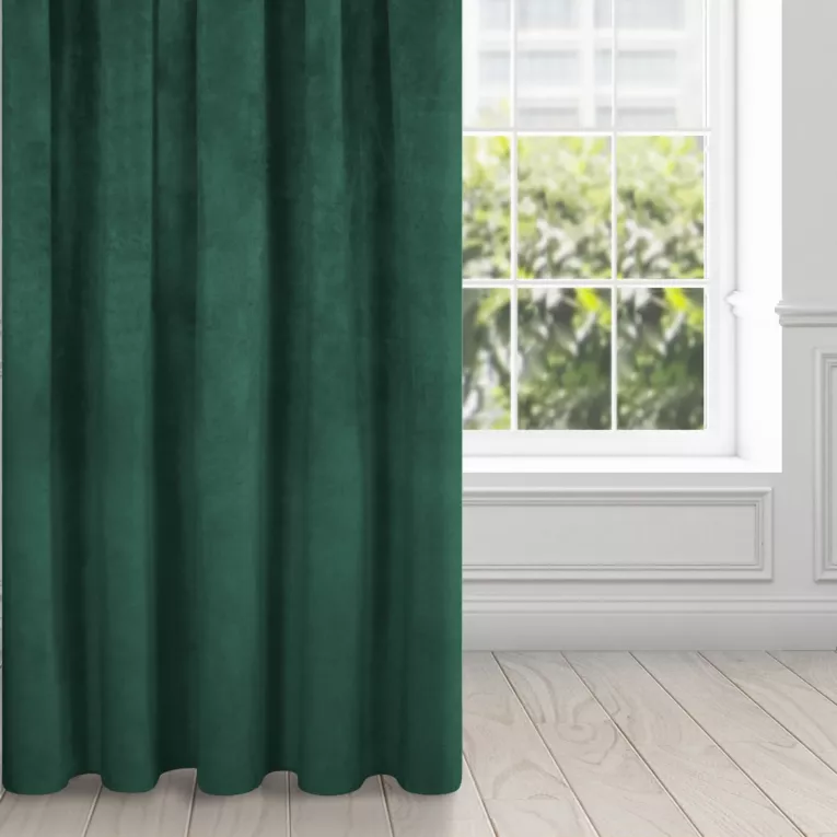 Zasłona ciemnozielona z ekskluzywnego aksamitnego welwetu 290 g/m2 140x270 cm taśma - VILLA