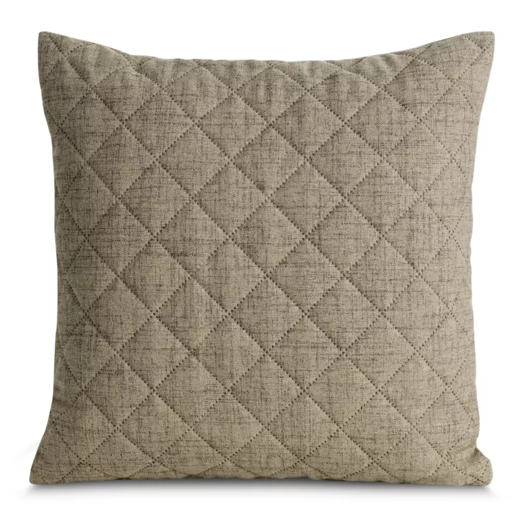 Poszewka na poduszkę 45x45 cm o strukturze lnu pikowana metodą hot press ciemnobeżowy LEN