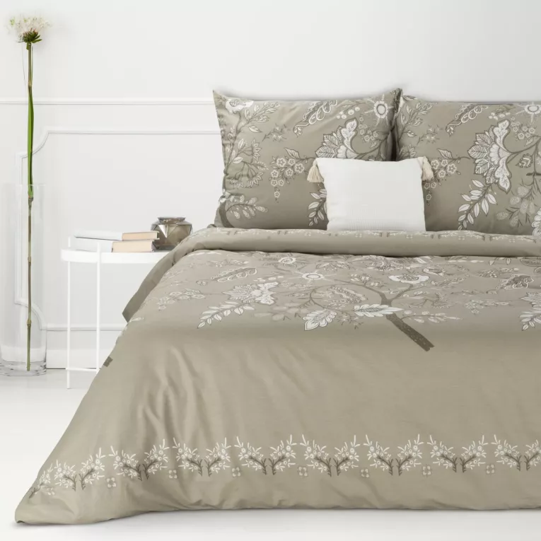 Pościel 220x200 cm bawełniana kolor ciemnobeżowy, jasnobrązowy w stylu rustykalnym SARA 10