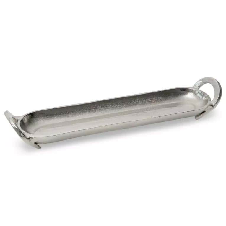 Patera metalowa SARA srebrna z uchwytami