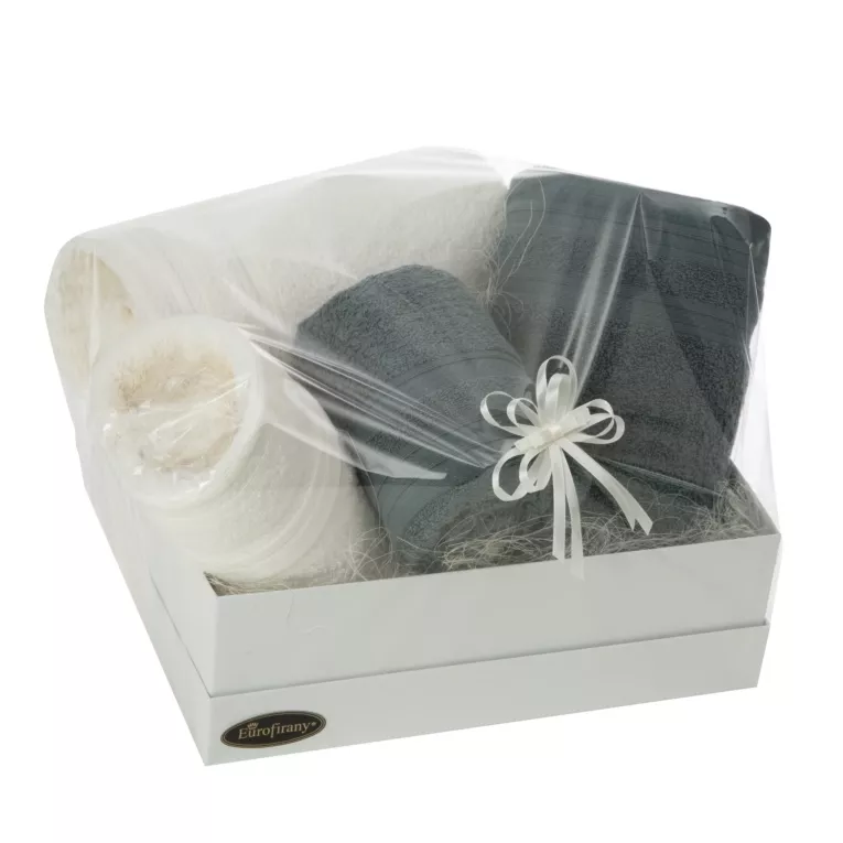 Zestaw ręczników bawełnianych na prezent 2 szt 50x90 cm, 2 szt 70x140 cm kolor kremowy, ciemnomiętowy