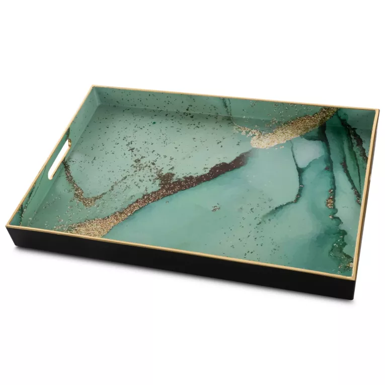 Prostokątna taca dekoracyjna NASTIA z nadrukiem marmurku