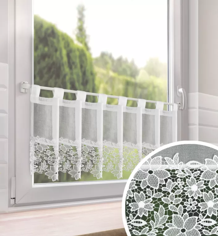 Zazdrostka biała  zdobiona subtelną aplikacją 40x150 cm szelki  - ARTEMIDA