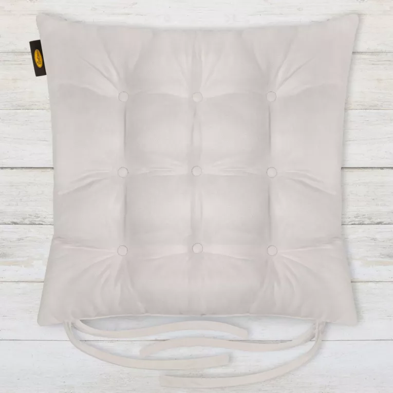 Poduszka na krzesło 40 x 40 x 6 cm  dwustronna welurowa srebrna z dziewięcioma pikowaniami ADORE