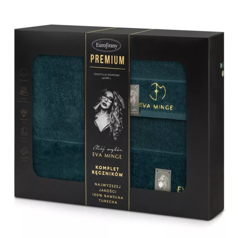 Zestaw ręczników bawełnianych na prezent 3 szt kolor ciemnozielony 550 g/m2 GAJA Eva Minge