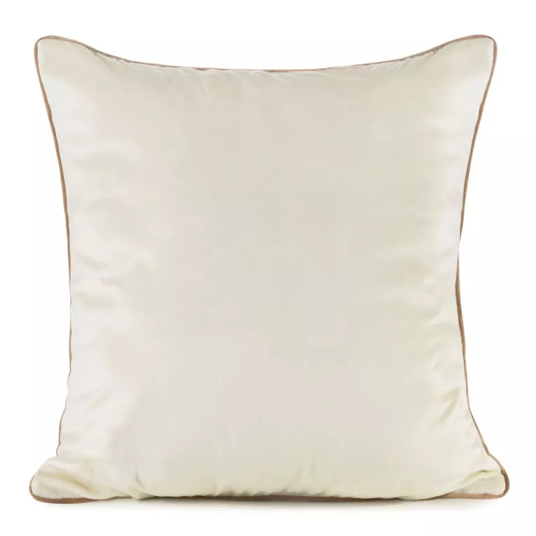 Poszewka na poduszkę 60x60 cm welwetowa kolor kremowy o delikatnym połysku z ozdobną lamówką GAJA 2