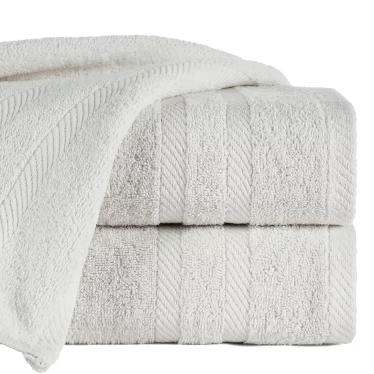 Ręcznik kąpielowy 50x90 cm bawełniany kolor kremowy z ozdobną bordiurą 500 g/m2 MILO