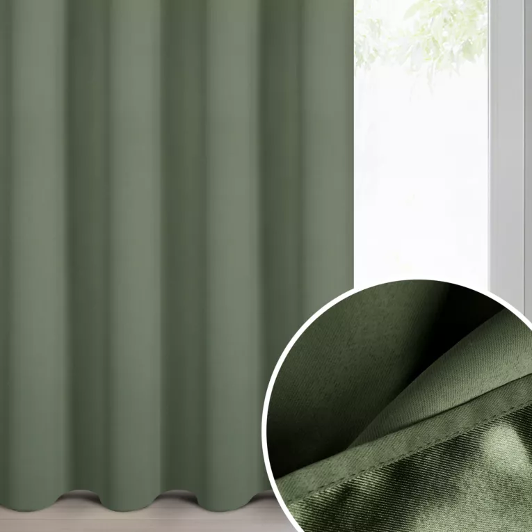Zasłona oliwkowa zaciemniająca gładka 140x250 cm przelotka - NERISA
