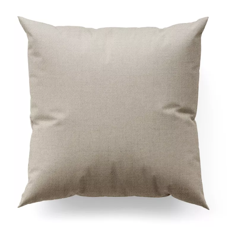 Poszewka szyta beżowa z tkaniny z jodełkowym wzorem geometrycznym